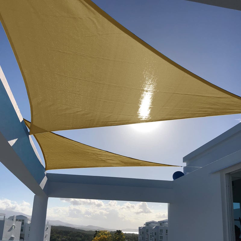 SUNNY GUARD Sun Shade Sail 12' X 12' X 17' Triangle Sand UV Block Sunshade for Backyard Yard Deck Patio Garden Outdoor Activities and Facility(We Make Custom Size) - Image 1